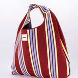 Ruby, Baby Blue & Yellow Striped Hobo Shopper