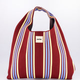 Ruby, Baby Blue & Yellow Striped Hobo Shopper