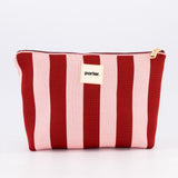 Cherry & Blush Striped Vanity Pouch