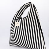 Black & Milk Thin Vertical Stripe Hobo Shopper