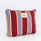 Ruby, Baby Blue & Yellow Striped Vanity Pouch