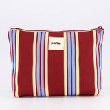 Ruby, Baby Blue & Yellow Striped Vanity Pouch