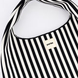 Black & Milk Thin Vertical Stripe Hobo Shopper