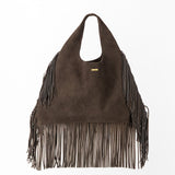 Choc Suede Fringe Leather Hobo