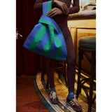 Blue & Green Striped Jumbo Shopper