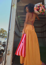Red & Pink Vertical Stripe Shopper