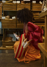 Red & Stone Vertical Stripe Shopper