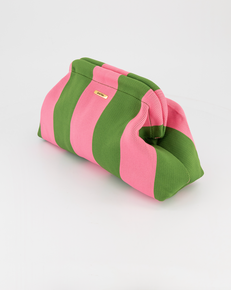 Green & Pink Striped Clutch