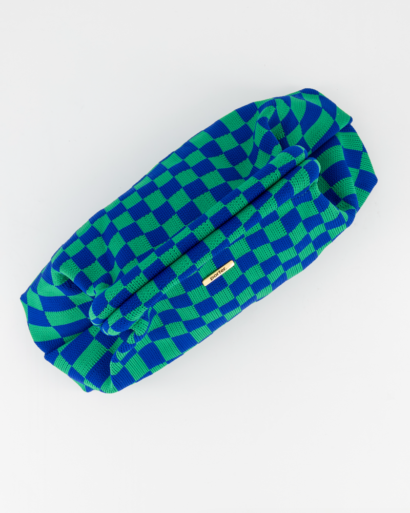 Green & Blue Check Clutch