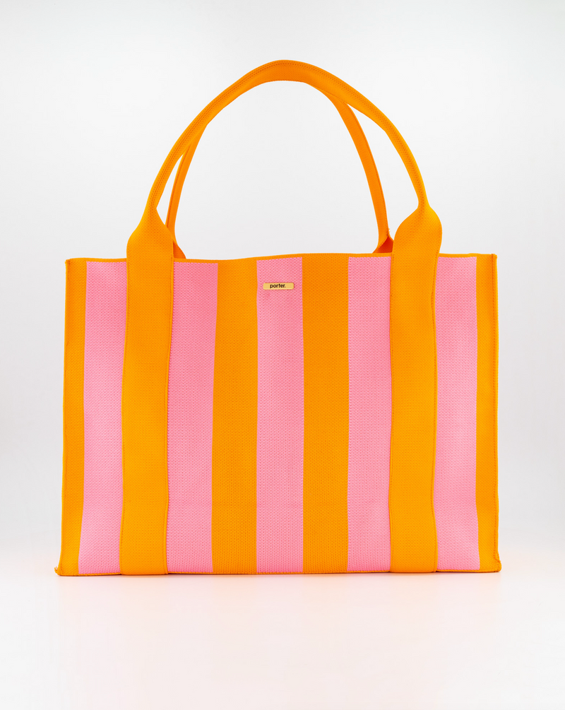 Orange & Pink Striped Tote