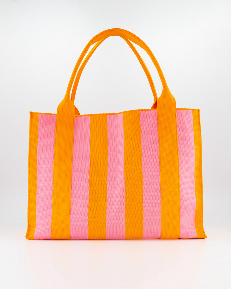 Orange & Pink Striped Tote