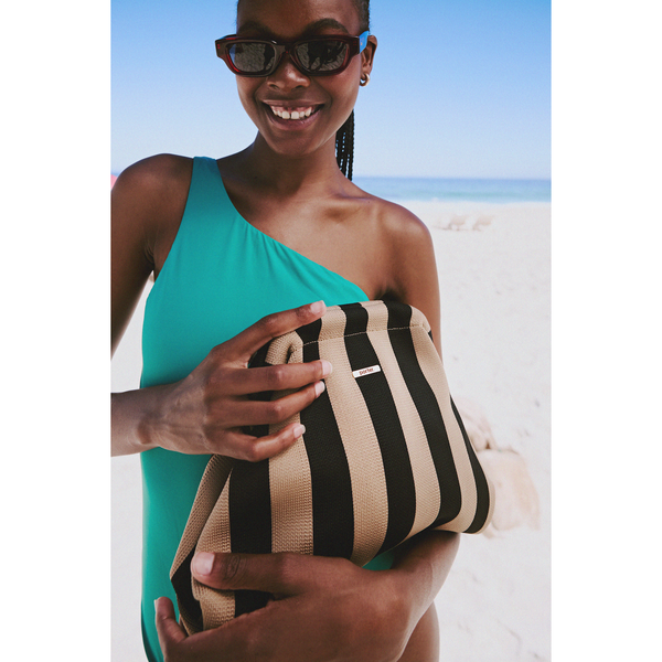 Black & Stone Striped Clutch