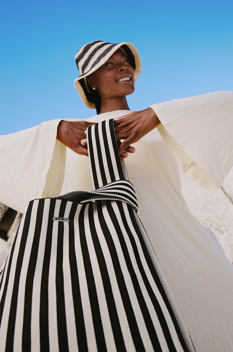 Black & Stone Thin Vertical Stripe Maxi