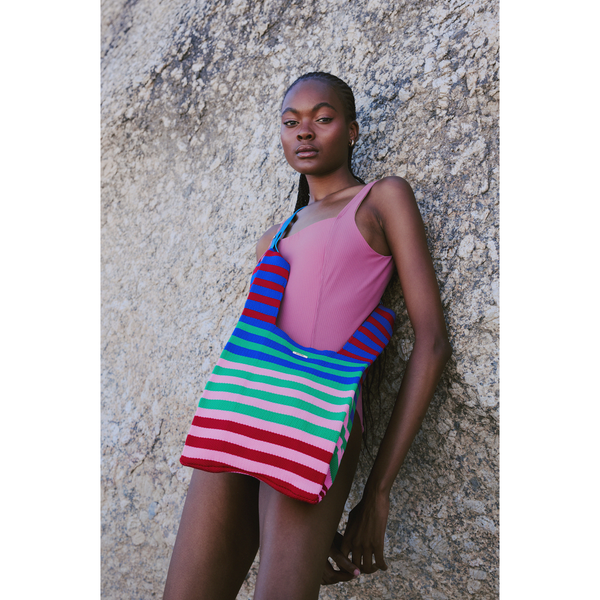 PRE-ORDER Rainbow Striped Maxi Shopper