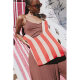 Red & Stone Vertical Stripe Shopper