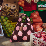 Brown & Pink Polka Dot Hobo Shopper
