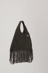 Choc Suede Fringe Leather Hobo