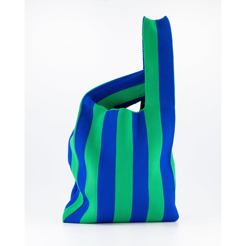 Green & Blue Vertical Stripe Shopper