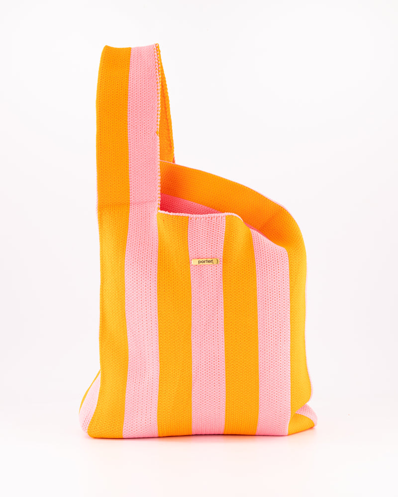 Orange & Pink Vertical Stripe Shopper
