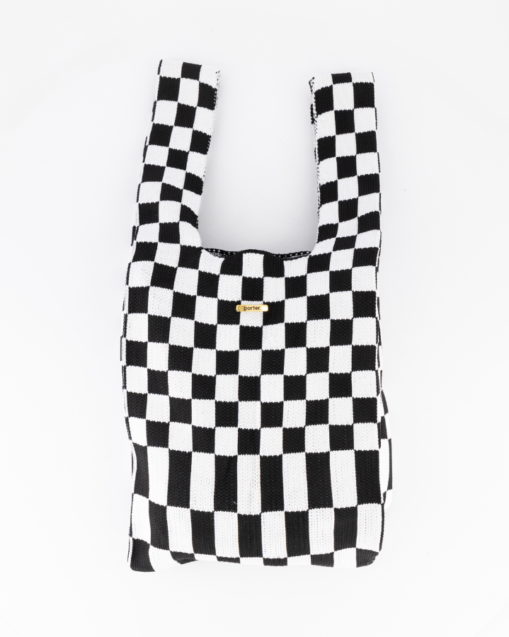 Black & White Check Shopper