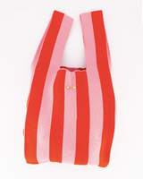 Red & Pink Vertical Stripe Shopper